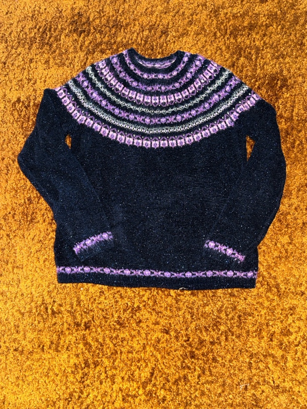 Talbots Purple and Black Crew Neck Sweater